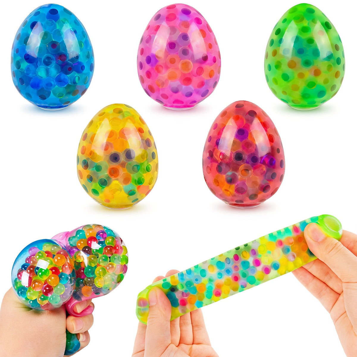 Eavotoy Easter eggs stress ball set offers colorful tactile play and Easter decor.
