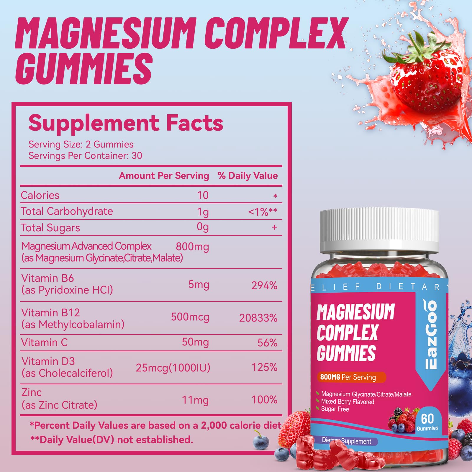 Close-up of the EAZGOO Gummies label highlighting vegan nutrients