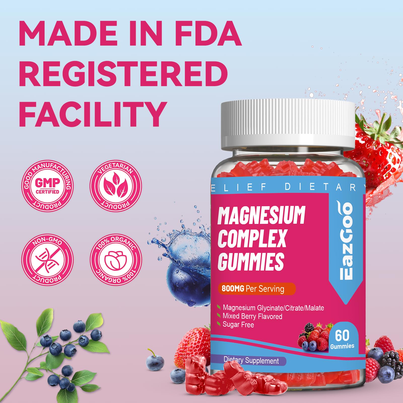 EAZGOO gummies labeled sugar-free with plant-based sweeteners