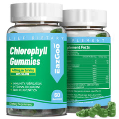 EAZGOO sugar-free chlorophyll gummies bottle highlights convenient daily detox support