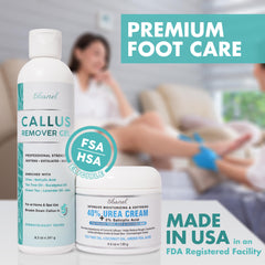 Ebanel forty-percent urea foot cream hydrates after exfoliation.