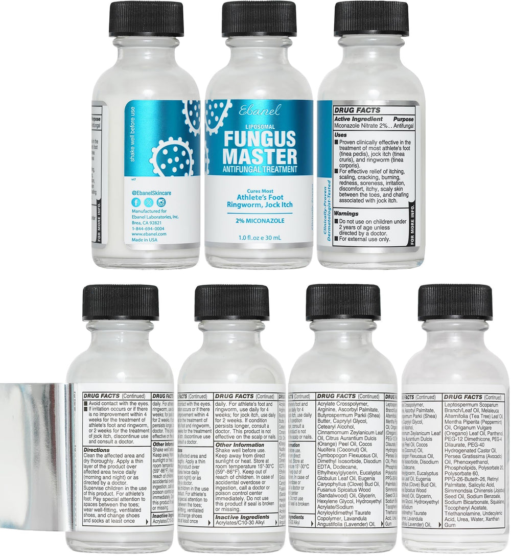 Ebanel active ingredients list including miconazole and undecylenic acid.