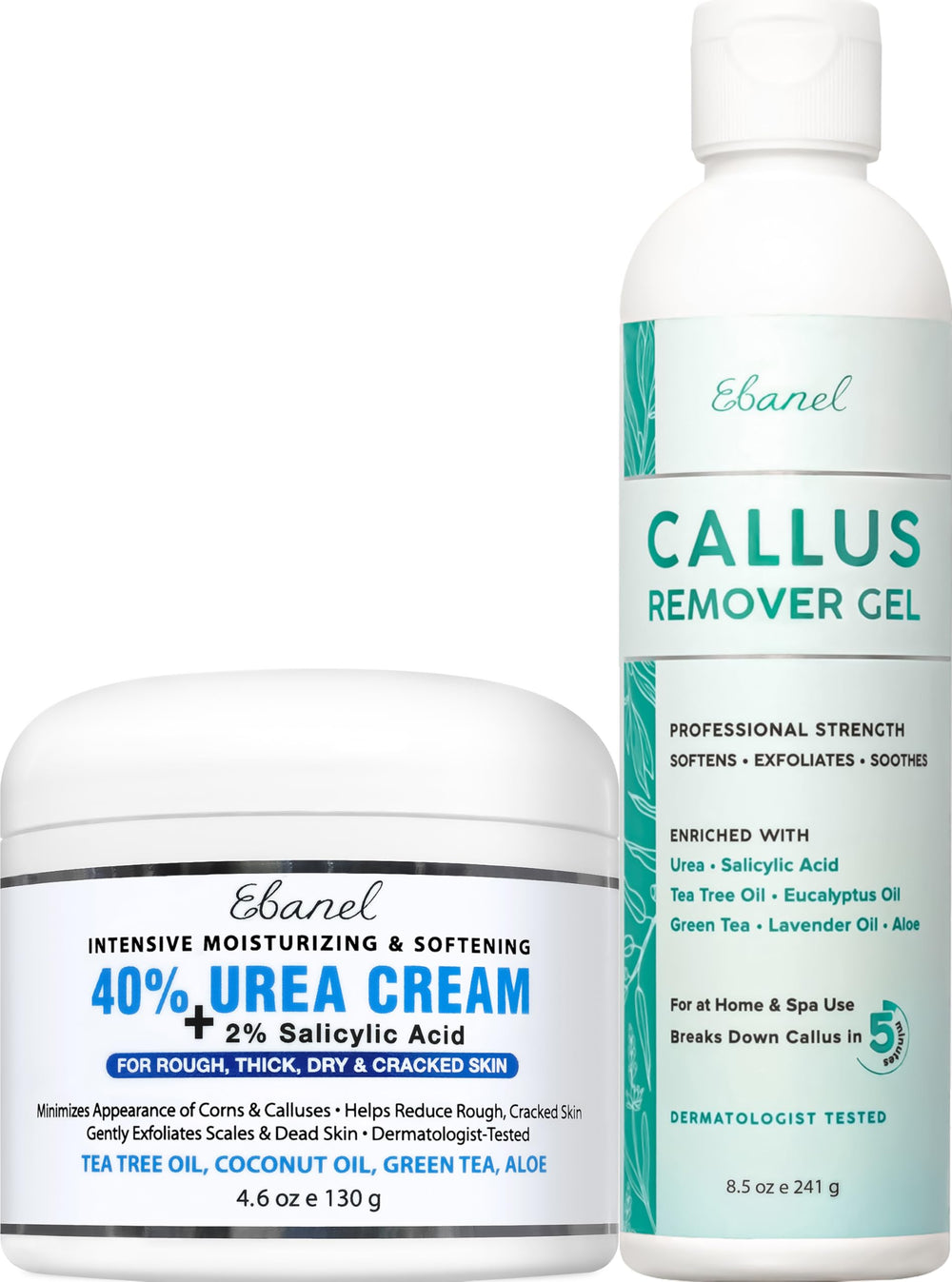 Ebanel callus remover gel applied to rough heel for smoother feet.