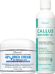 Ebanel callus remover gel applied to rough heel for smoother feet.
