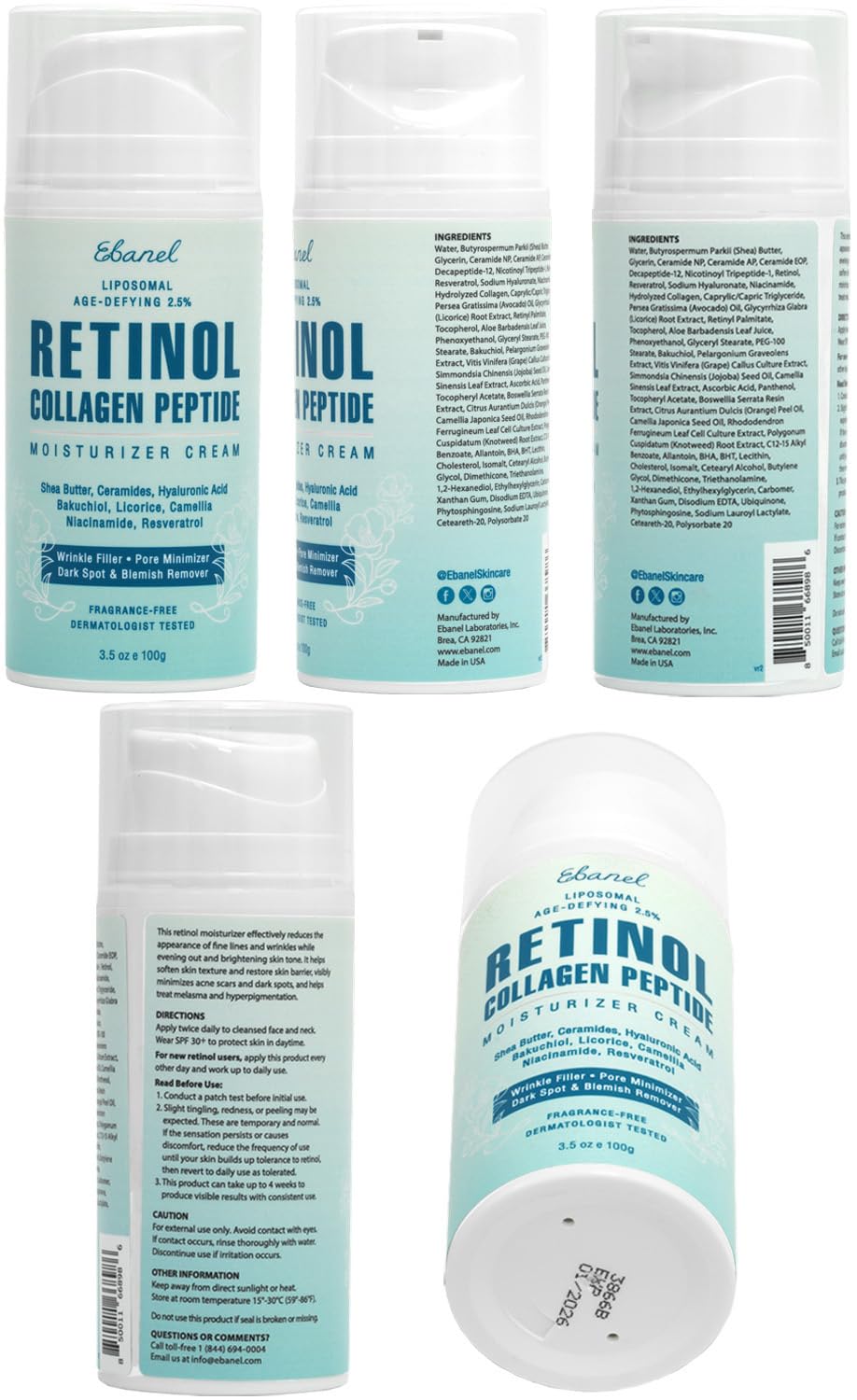 Ebanel Retinol Cream box with tub conveys clinical-grade quality.