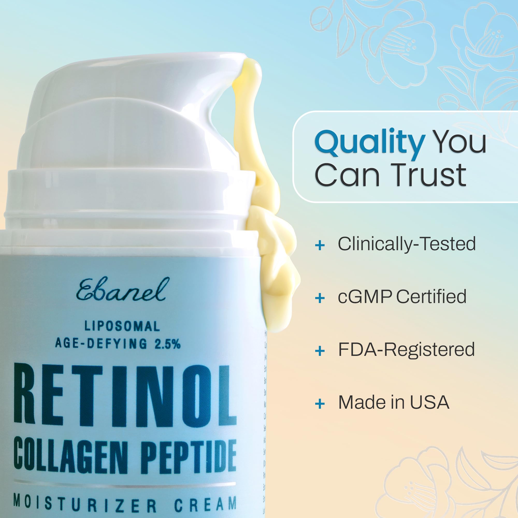 Ebanel Retinol Cream night routine use promotes hydration.