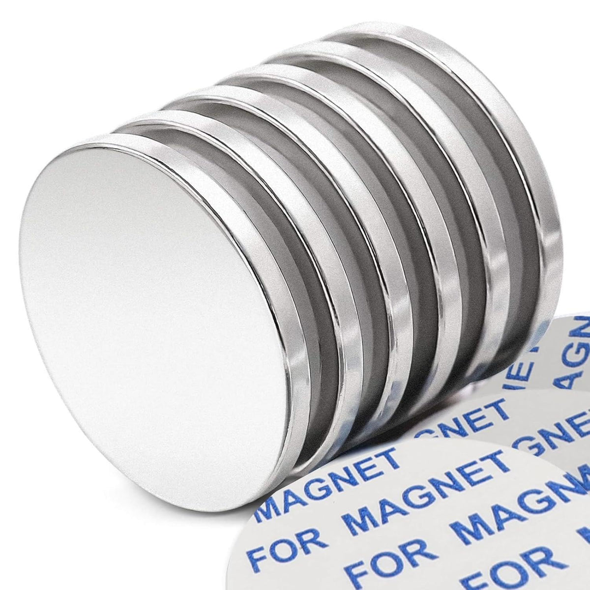 Ebavite 6-pack neodymium magnets, front view, ideal for secure fridge mounting.