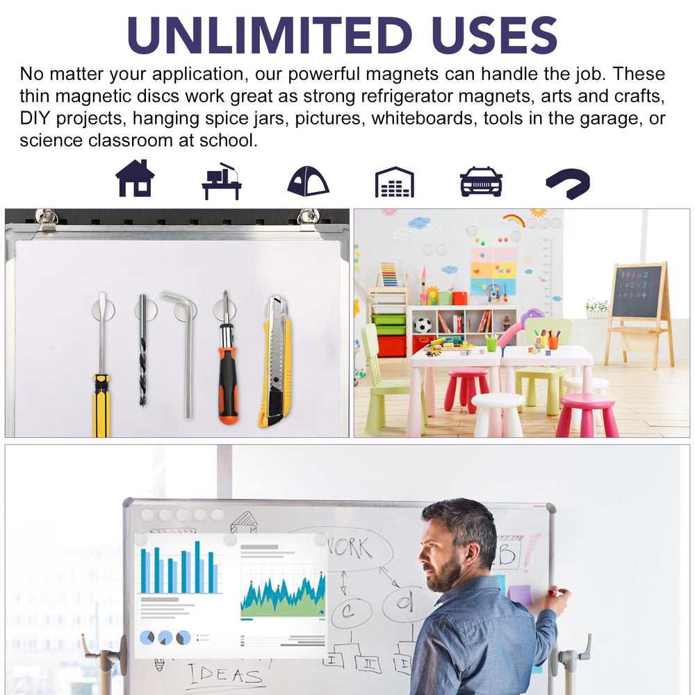 Ebavite refrigerator-door mounting keeps organized, clutter-free kitchen surfaces.
