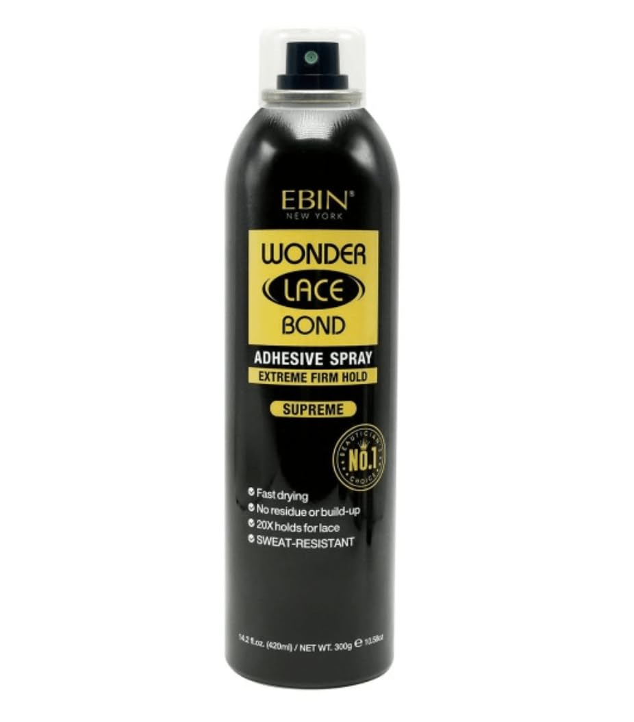 EBIN NEW YORK Wonder Lace Bond Spray packaging highlights premium lace wig adhesive.