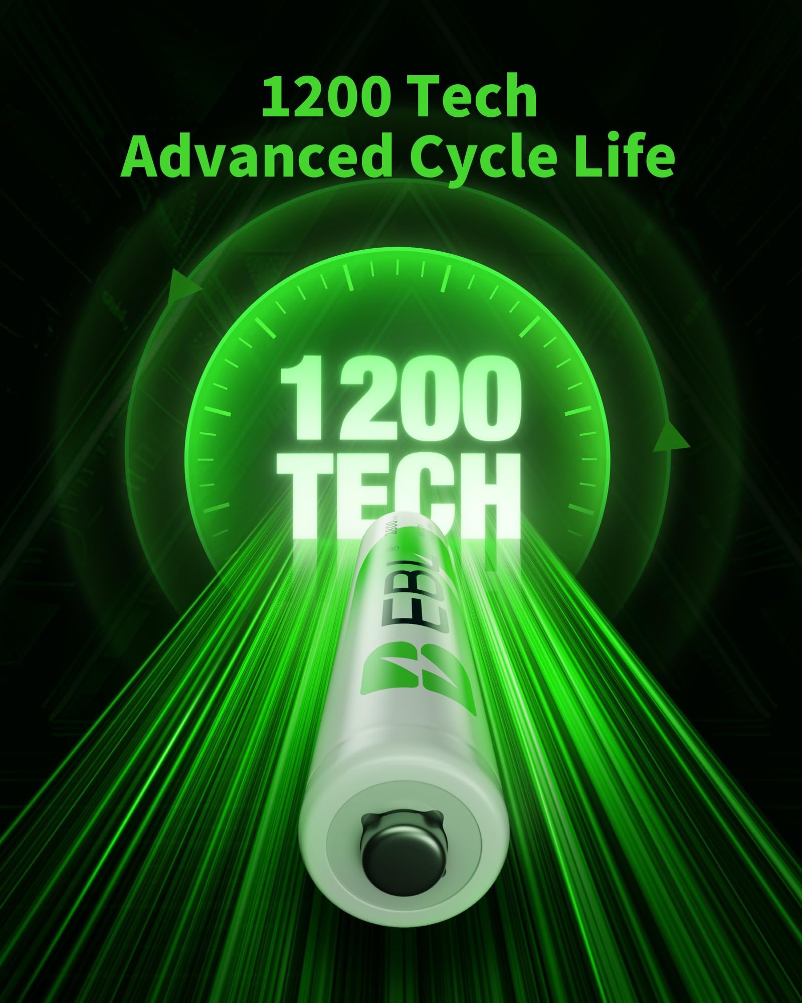 EBL AA 2800mAh battery close-up showing high capacity for extended use.