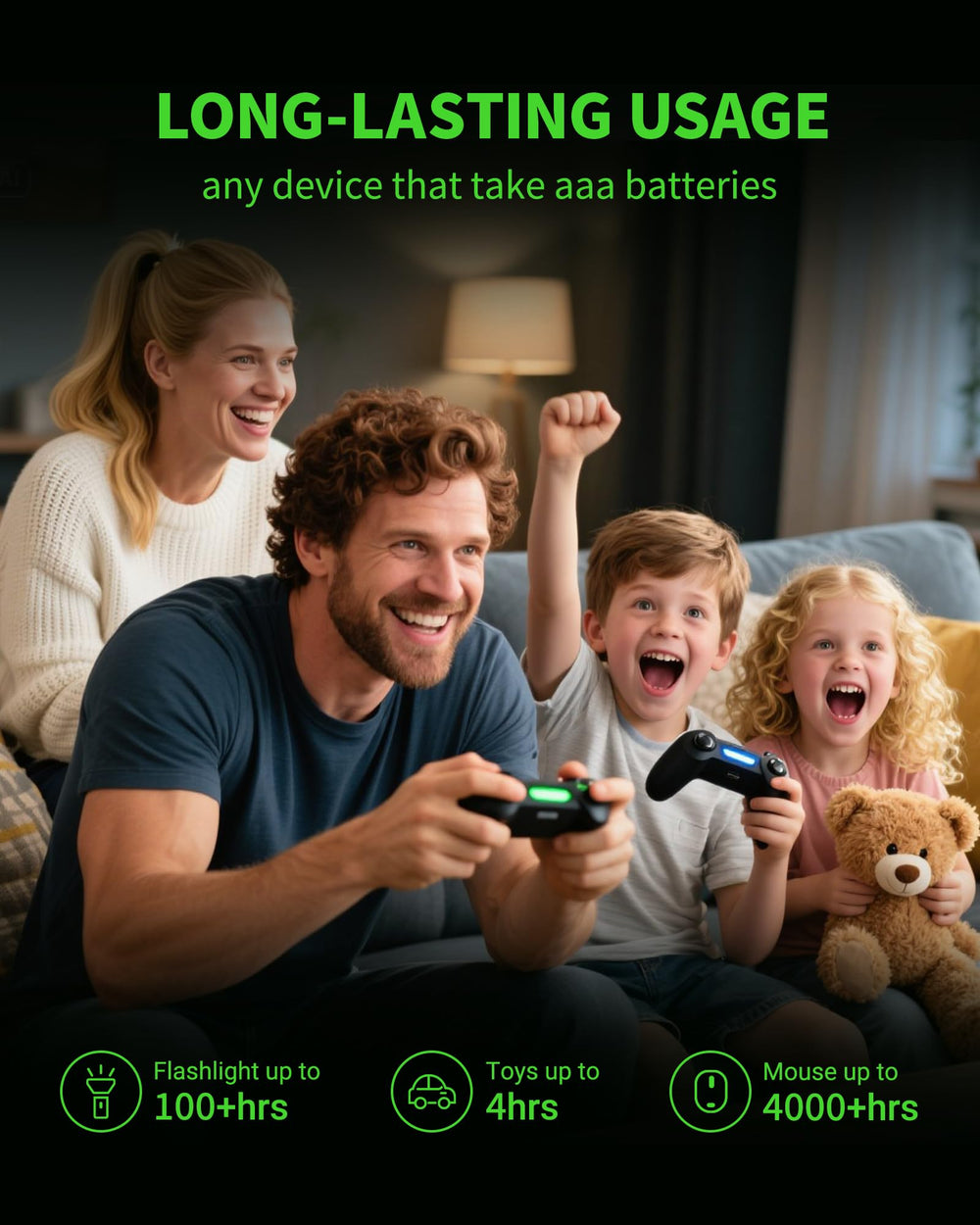 EBL battery for portable audio players delivering extended listening time