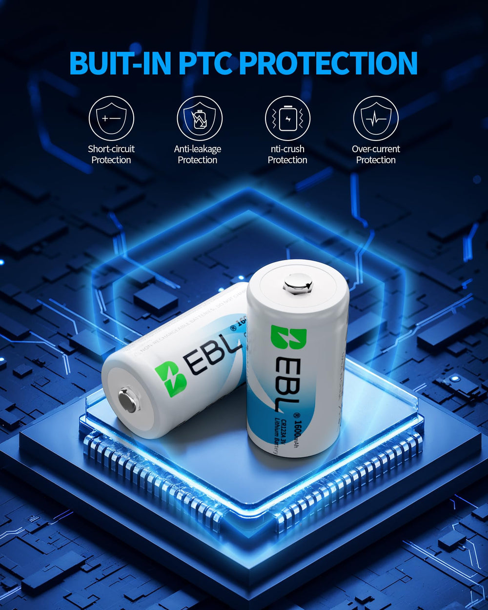 In-use lighting setup with EBL CR123A delivering steady high-drain power
