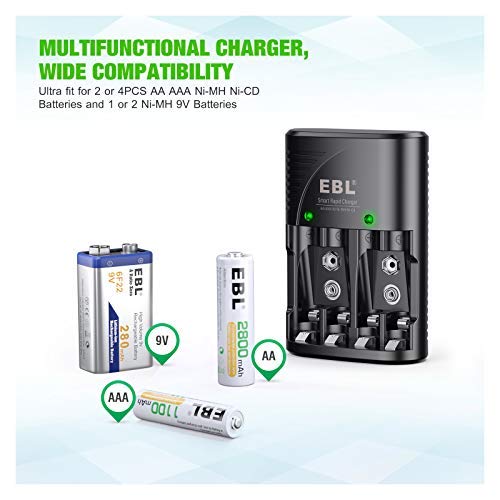 EBL charges AA Ni-MH/Ni-CD batteries in pairs for efficient bulk charging
