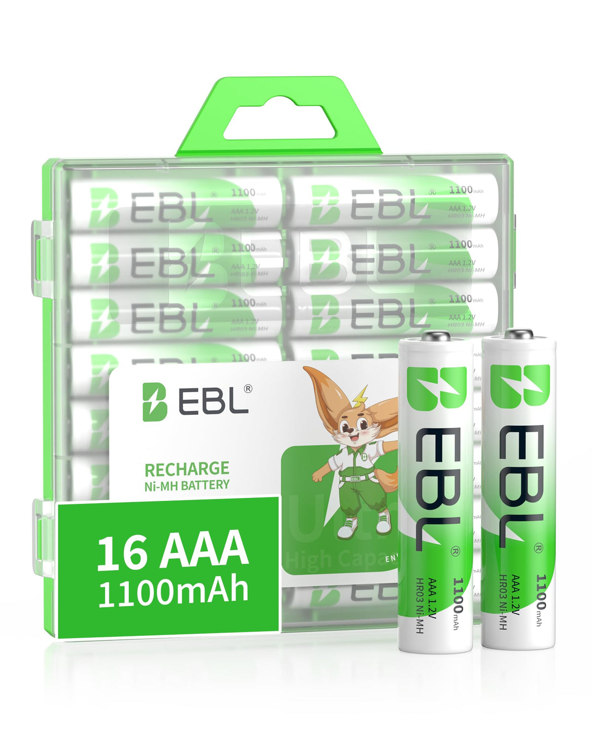 EBL Ready2Charge AAA batteries front view for reliable power on devices