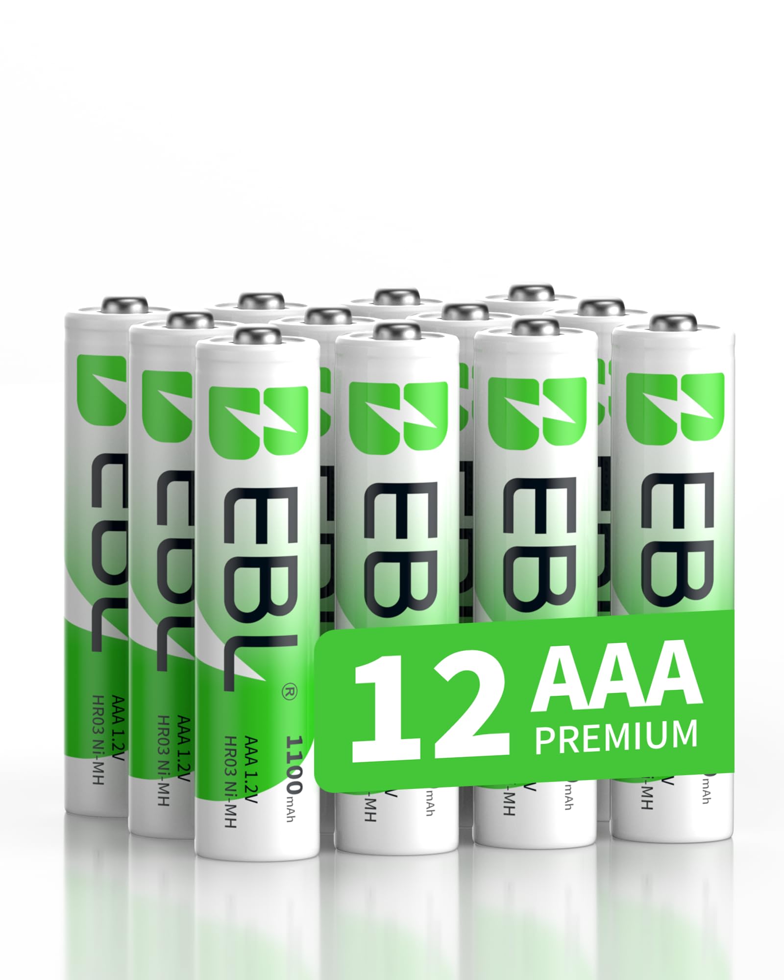 EBL rechargeable AAA batteries 1100mAh pack powering devices