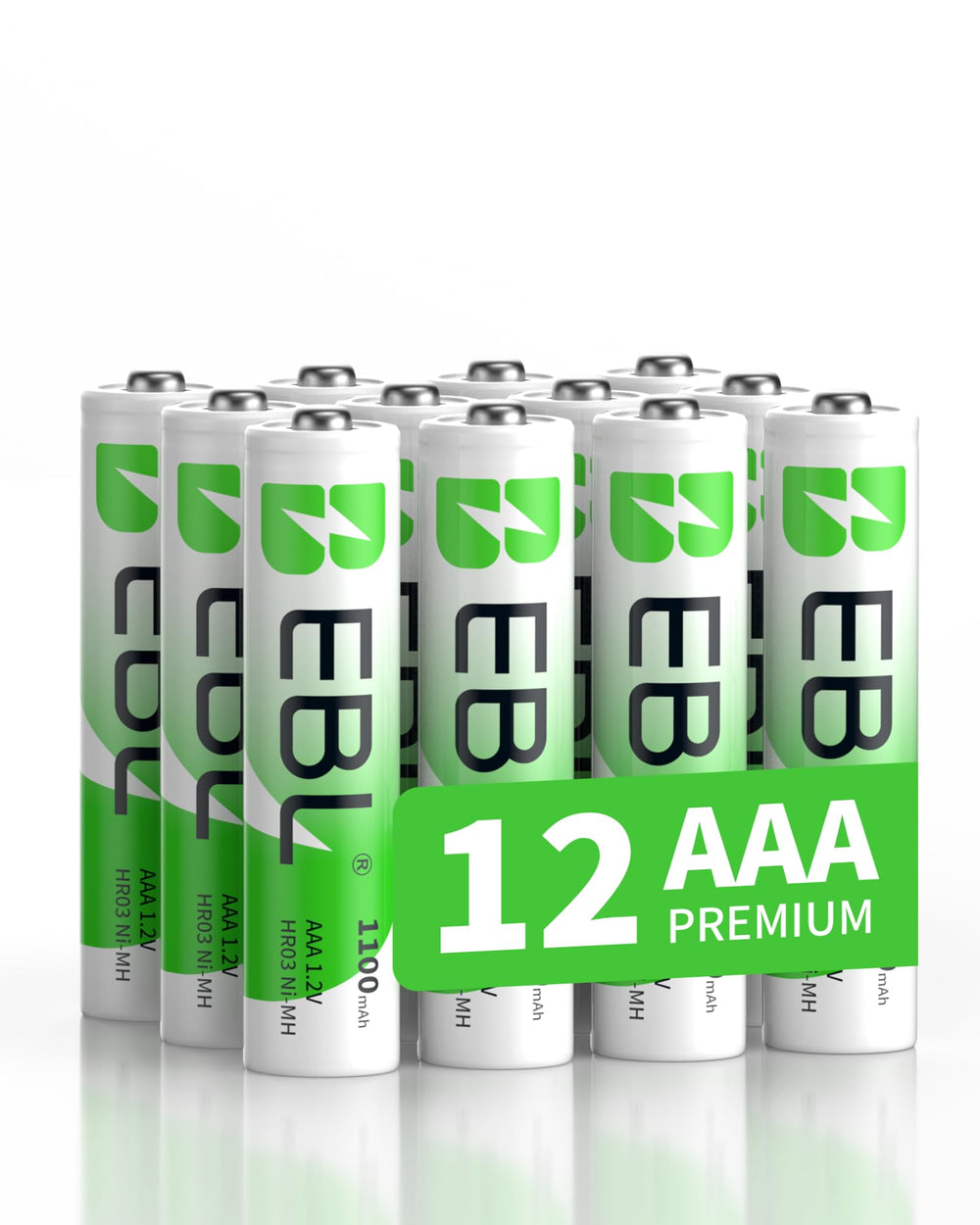 EBL rechargeable AAA batteries 1100mAh pack powering devices