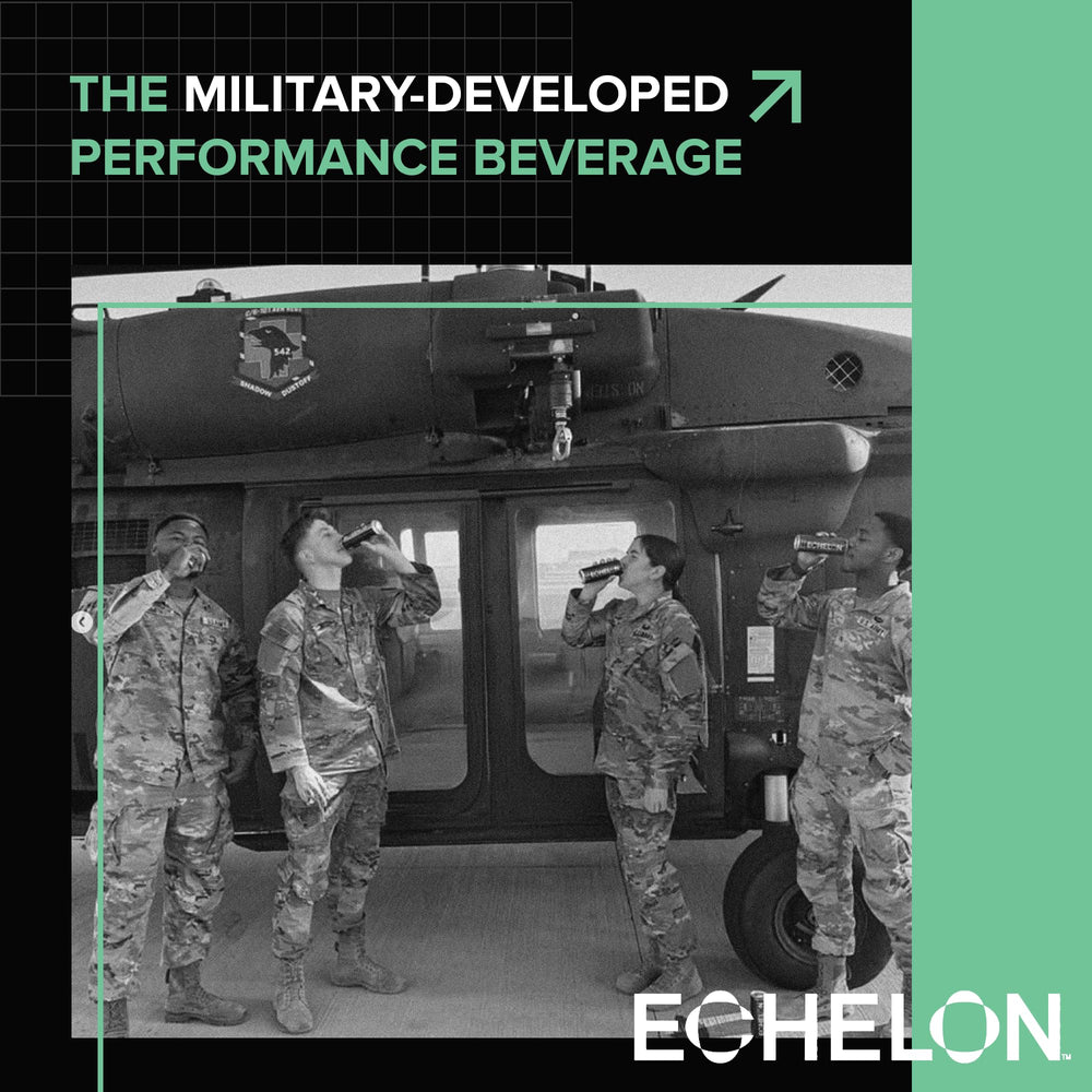 Echelon label highlights 300mg caffeine and vegan formulation benefits