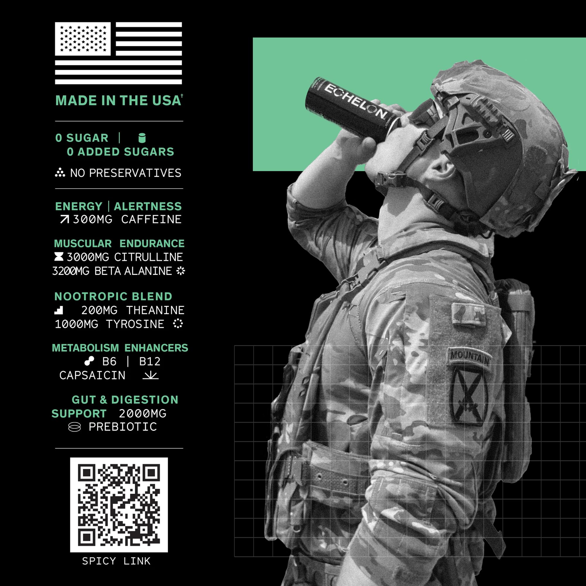 Echelon logo and nutrition details on can provide clear energy information