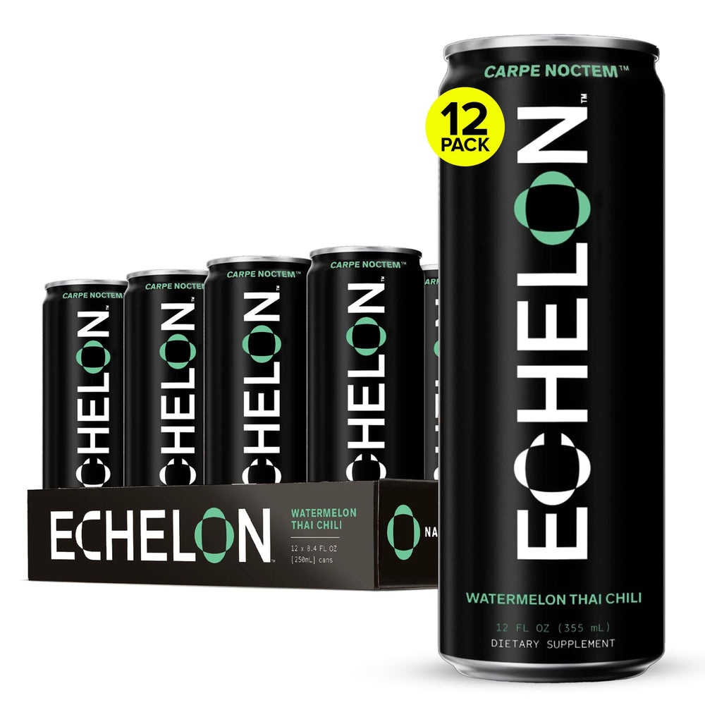 Echelon Watermelon Thai Chili can label close-up highlighting branding and energy appeal