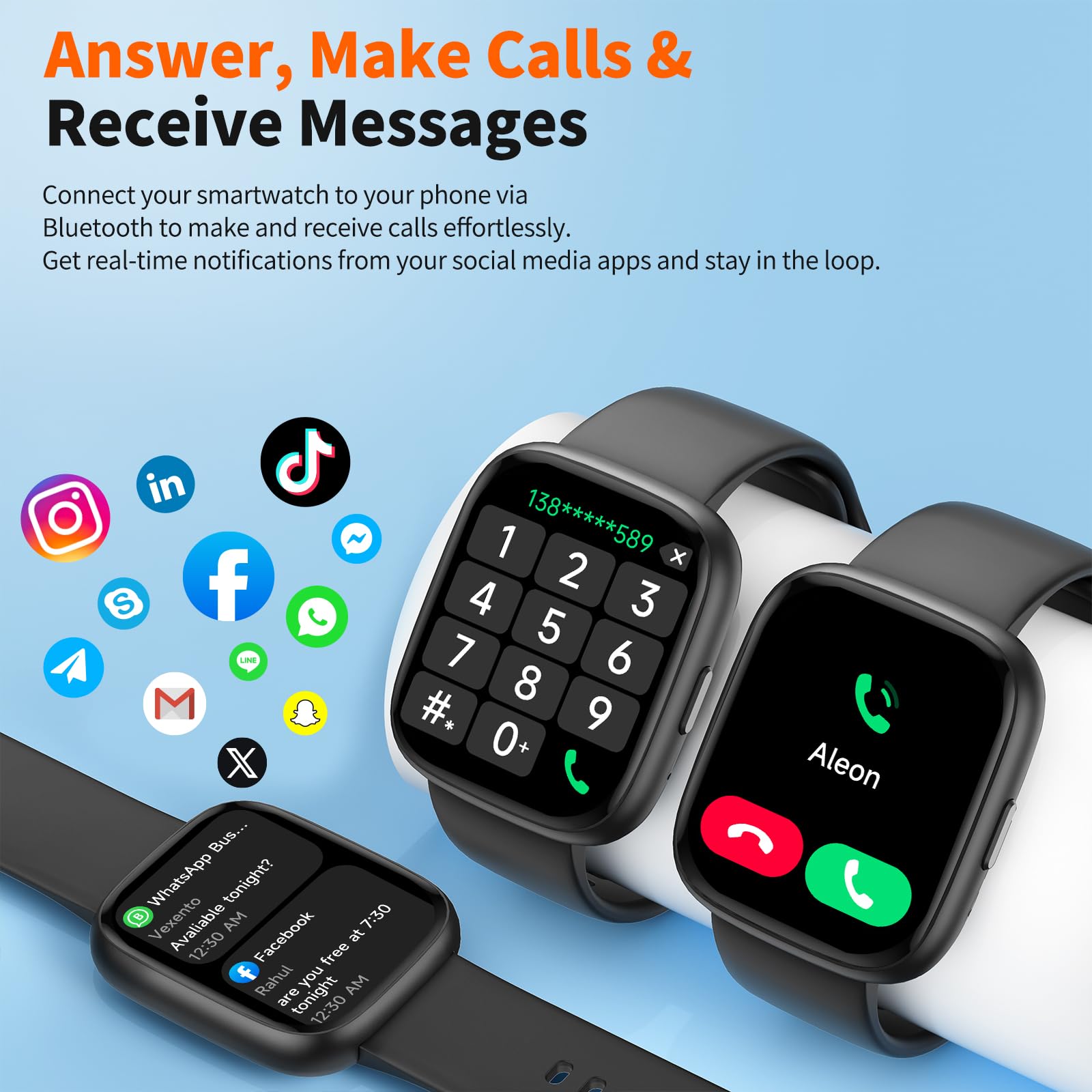 EchoByte 1.83-inch HD display smartwatch delivers bright, vivid visuals for easy reading.