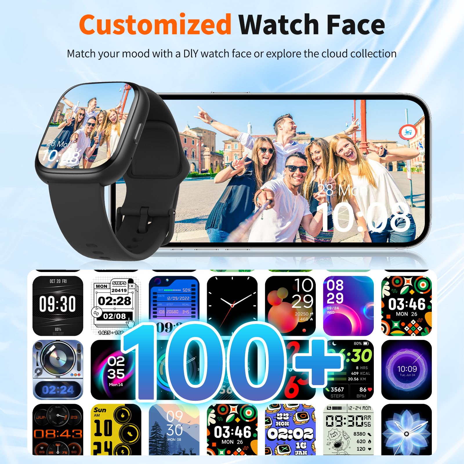 EchoByte smartwatch offers 100+ sports modes for versatile workouts.