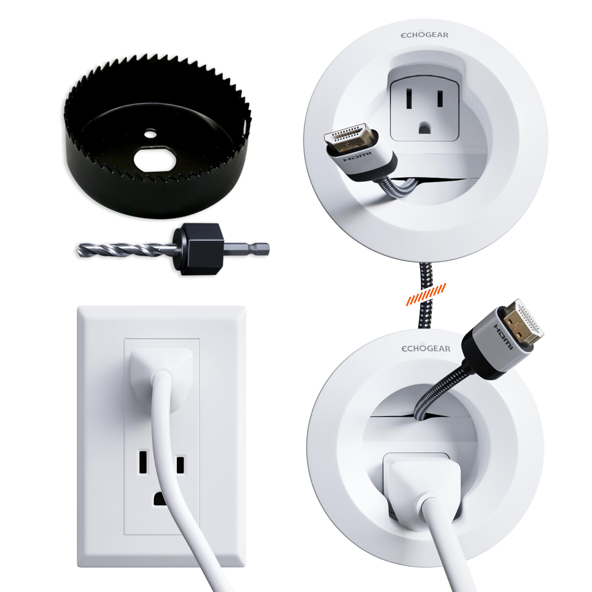 ECHOGEAR in-wall upper module for clean, hidden TV wiring behind the wall