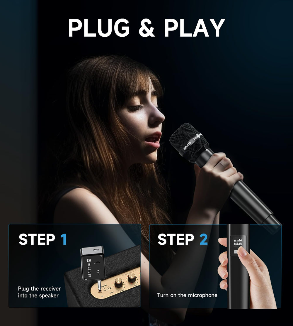 ECHOMUSSY ergonomic design microphone fits comfortably for extended performances.