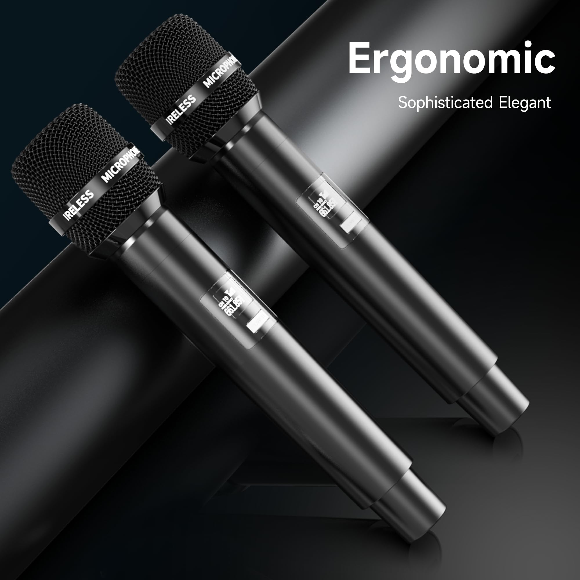 ECHOMUSSY wireless microphone in plug-and-play setup with speakers for instant use.