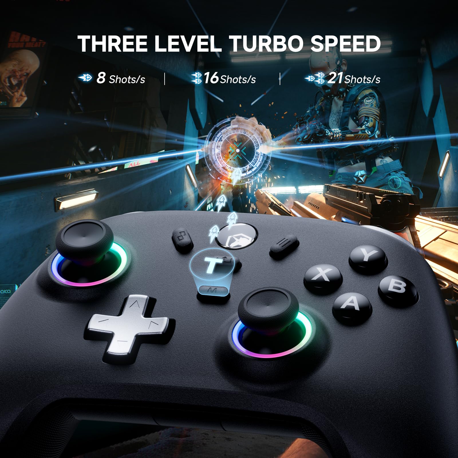 ECHTPower PC Gaming Controller platform mode back switch enables cross-platform use.