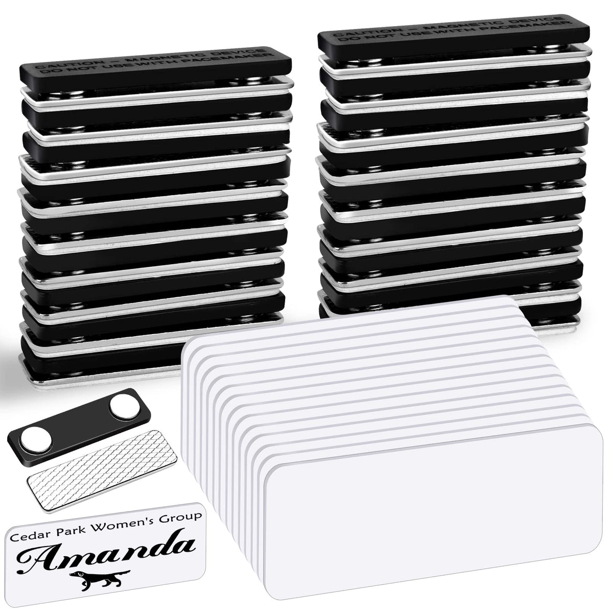 EcjoyHub magnetic name tag backings with two strong magnets for secure wear