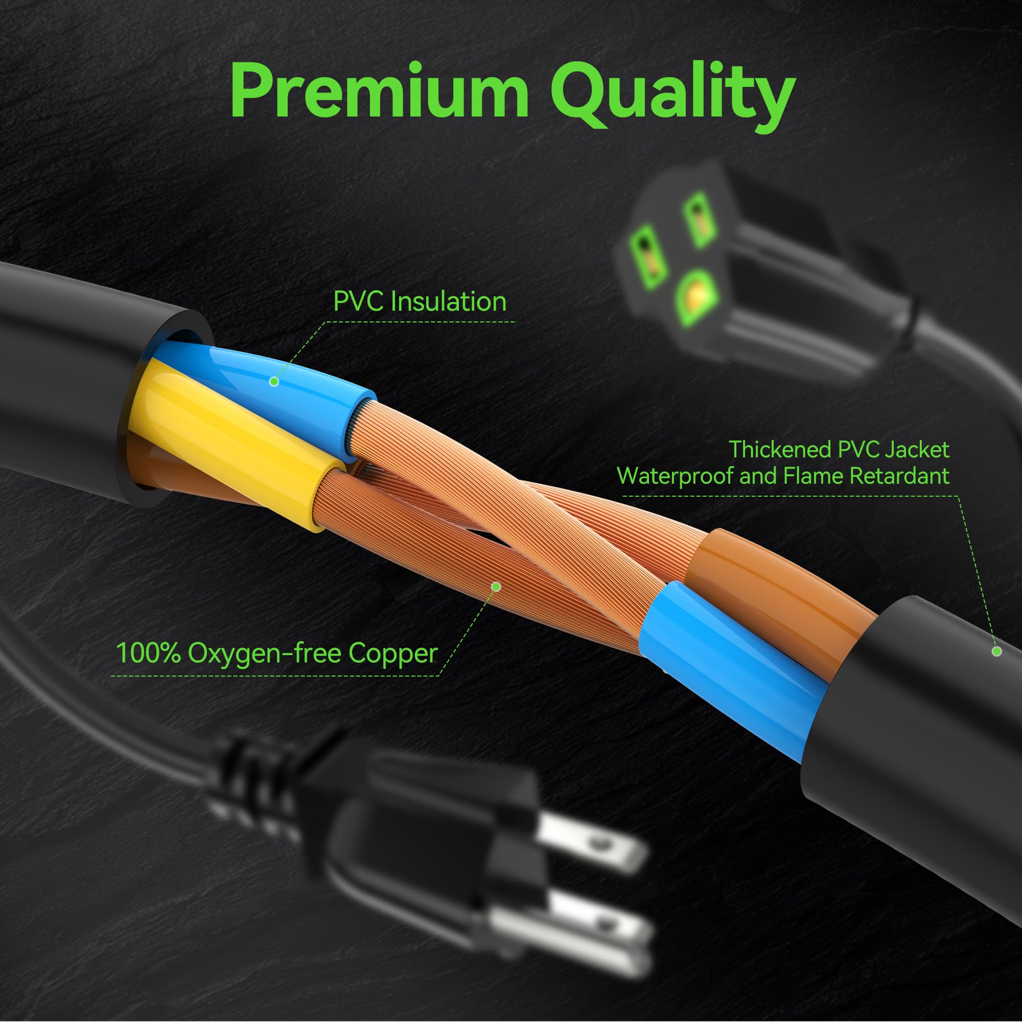 ecjtu heavy-duty copper core cord for reliable power delivery