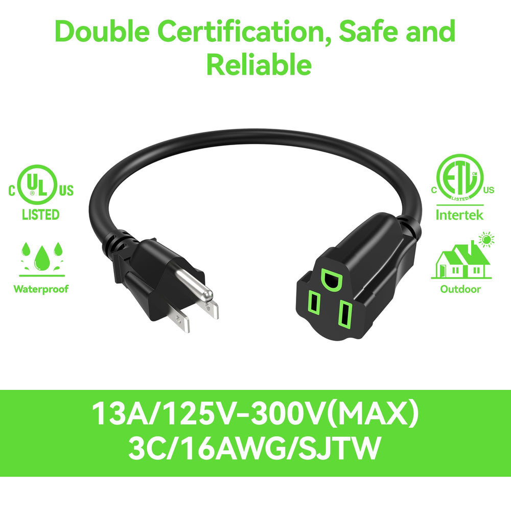 ecjtu power extension cord 5ft indoors for garage and office setups