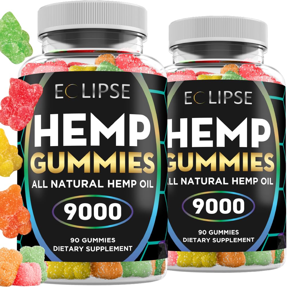 Eclipse Hemp Gummies bottle front with tropical flavors and daily relaxation potential.