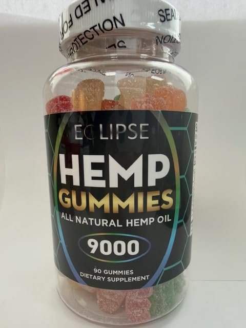 Eclipse Hemp Gummies bottle label highlighting USA-made quality and all-natural ingredients.
