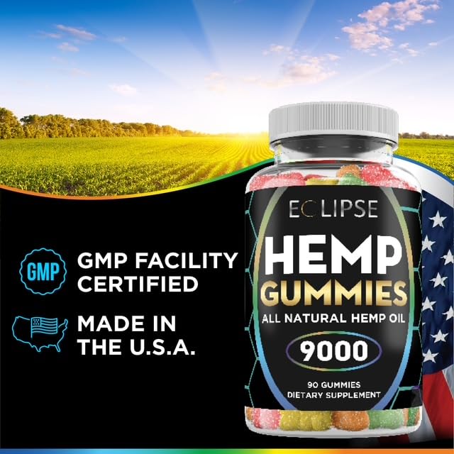 Eclipse Hemp Gummies packaging image underlining USA manufacturing and testing standards.