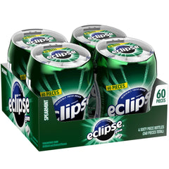 Eclipse Spearmint gum bottle top view for portable freshness.