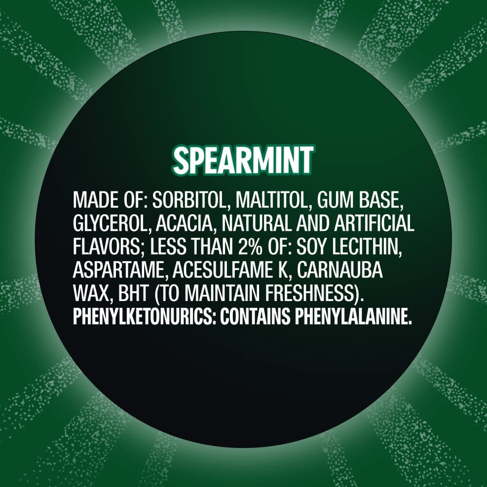 Eclipse Spearmint gum label closeup emphasizing sugarfree formula.