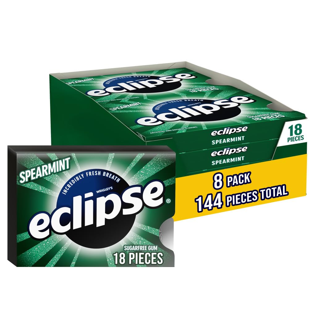 Eclipse Spearmint Sugar Free Gum pack visible for quick fresh breath on the go.