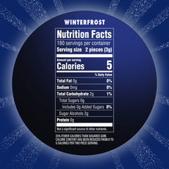 Eclipse Winterfrost sugarfree gum bottle back view showing label and size