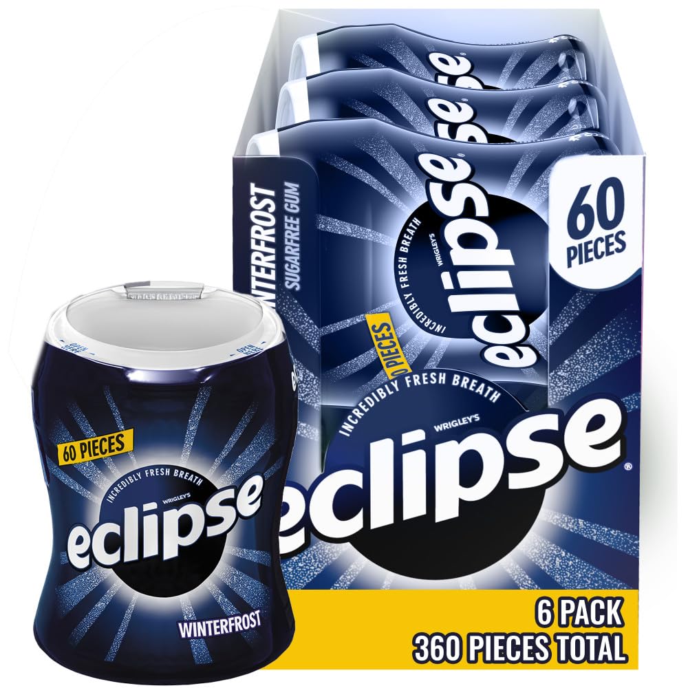 Eclipse Winterfrost sugarfree gum bottle front view for quick breath refreshment on the go