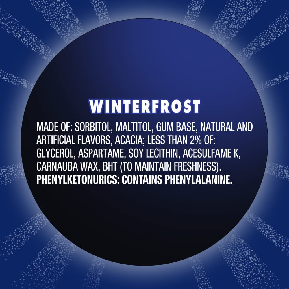 Close look at the crisp outer shell of Eclipse Winterfrost gum
