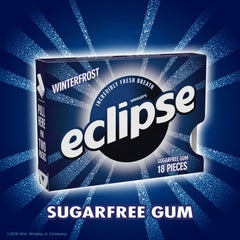Eclipse Winterfrost sugarfree gum provides a brisk minty flavor for quick refresh.