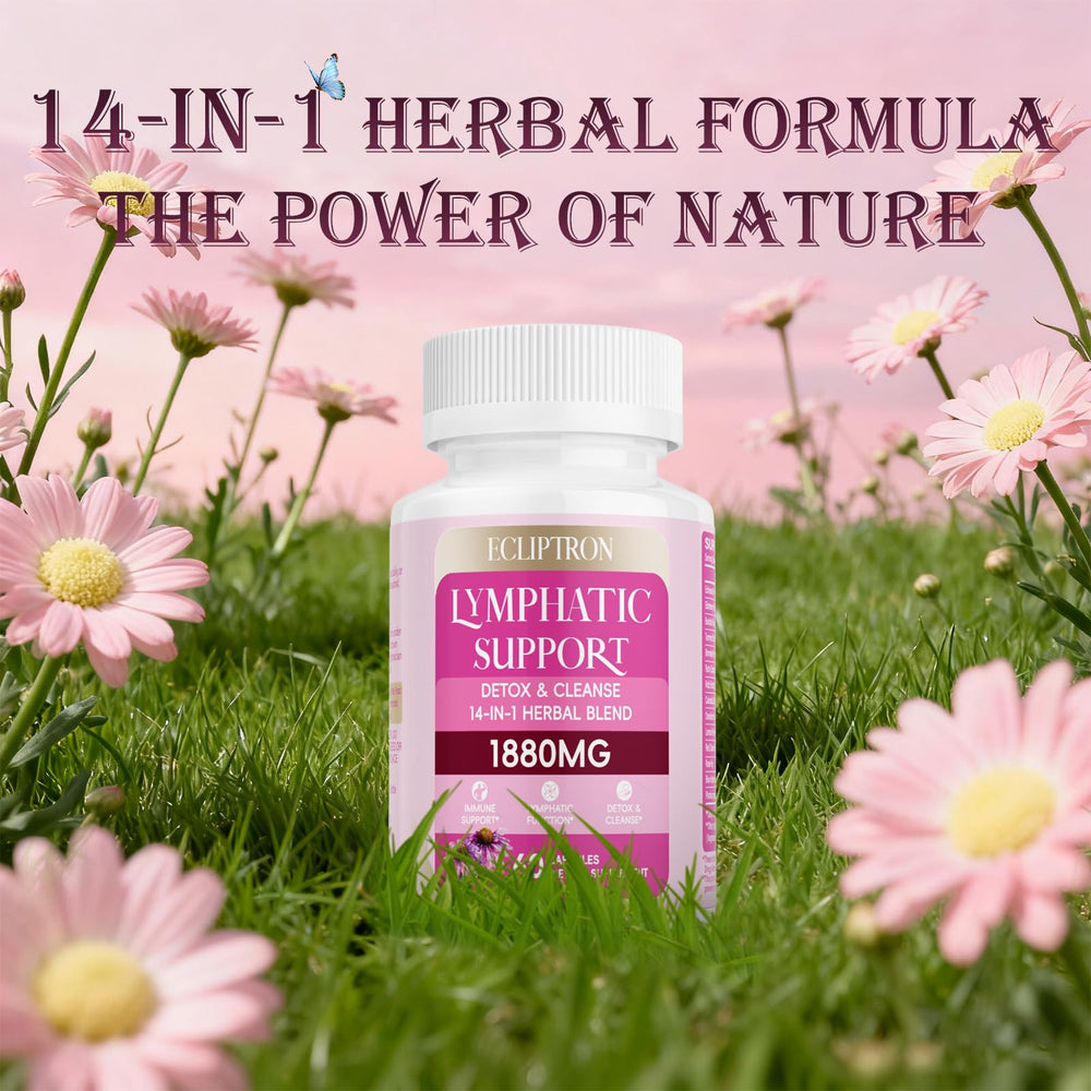 Ingredient scene suggesting natural herbs in Ecliptron Lymphatic Drainage blend