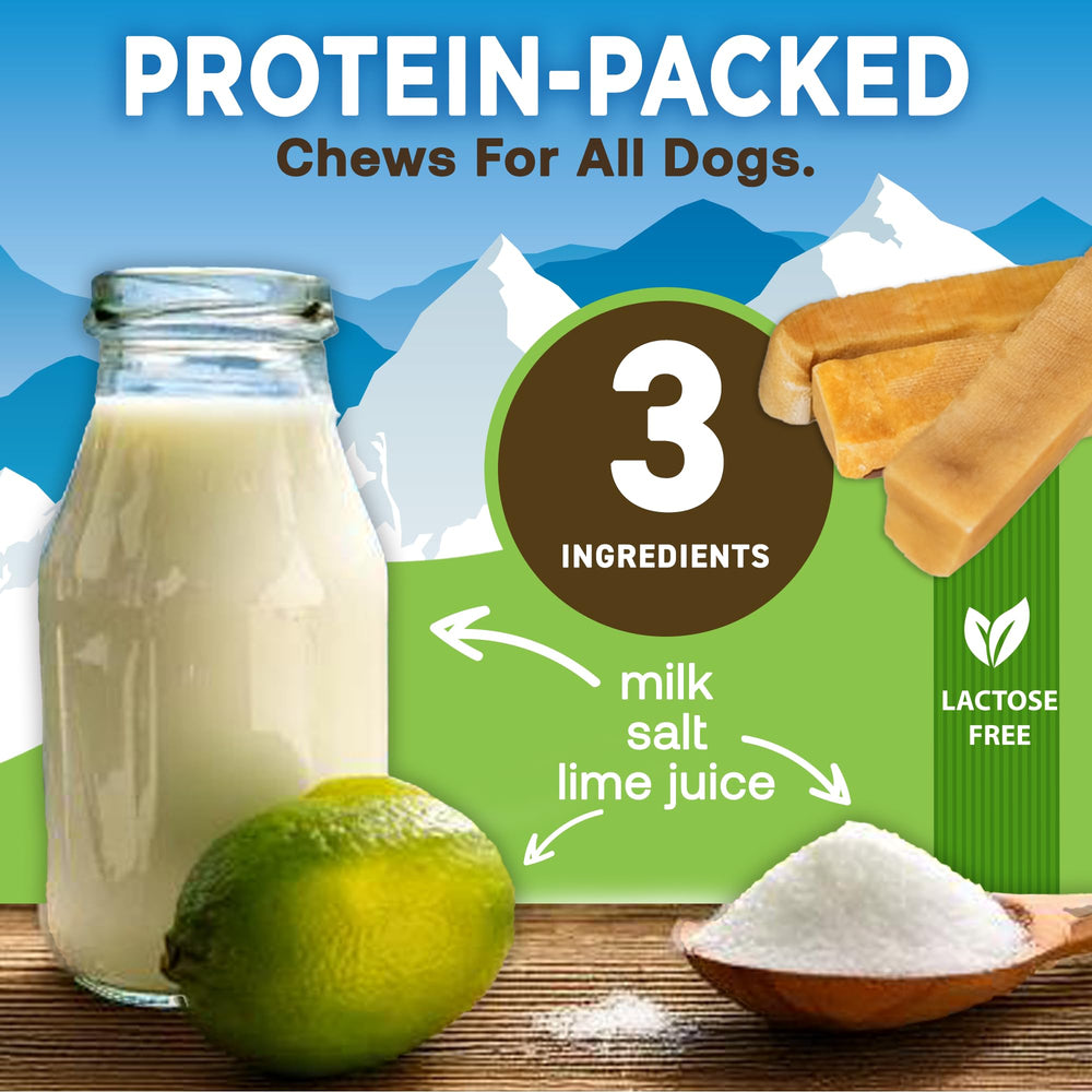 EcoKind Gold Yak Chews ingredients label highlights natural milk and no additives.