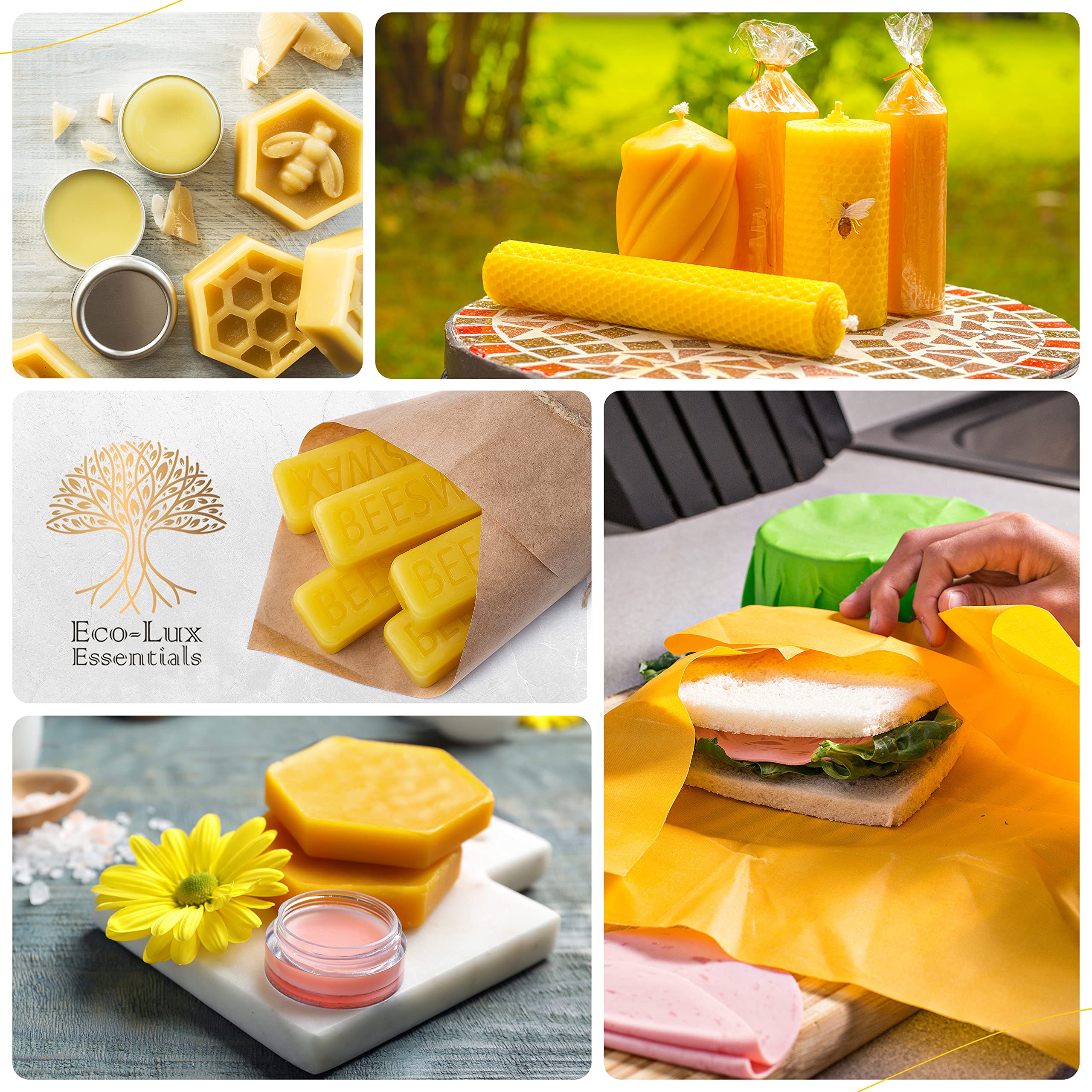 Close-up of Eco Lux 8 Yellow Beeswax blocks for DIY cosmetics and balms.
