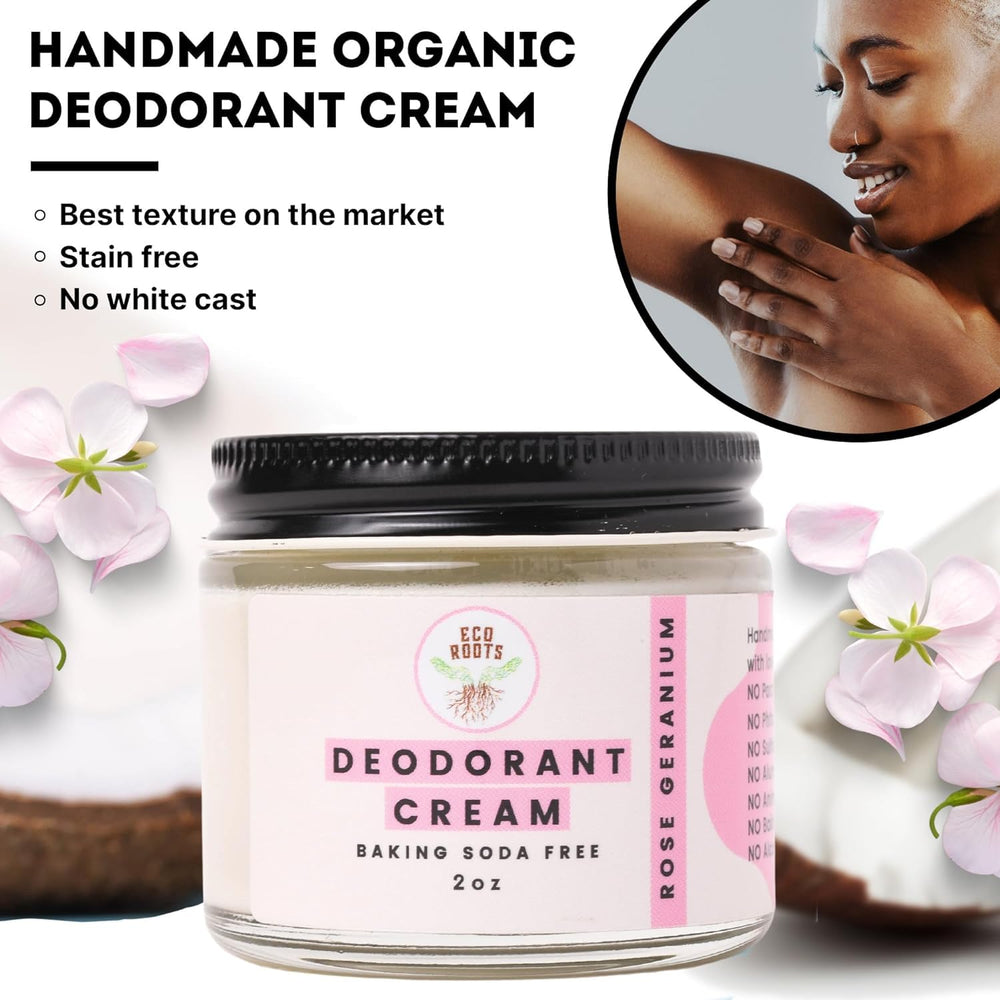 Applying a pea-size amount of Eco Roots deodorant