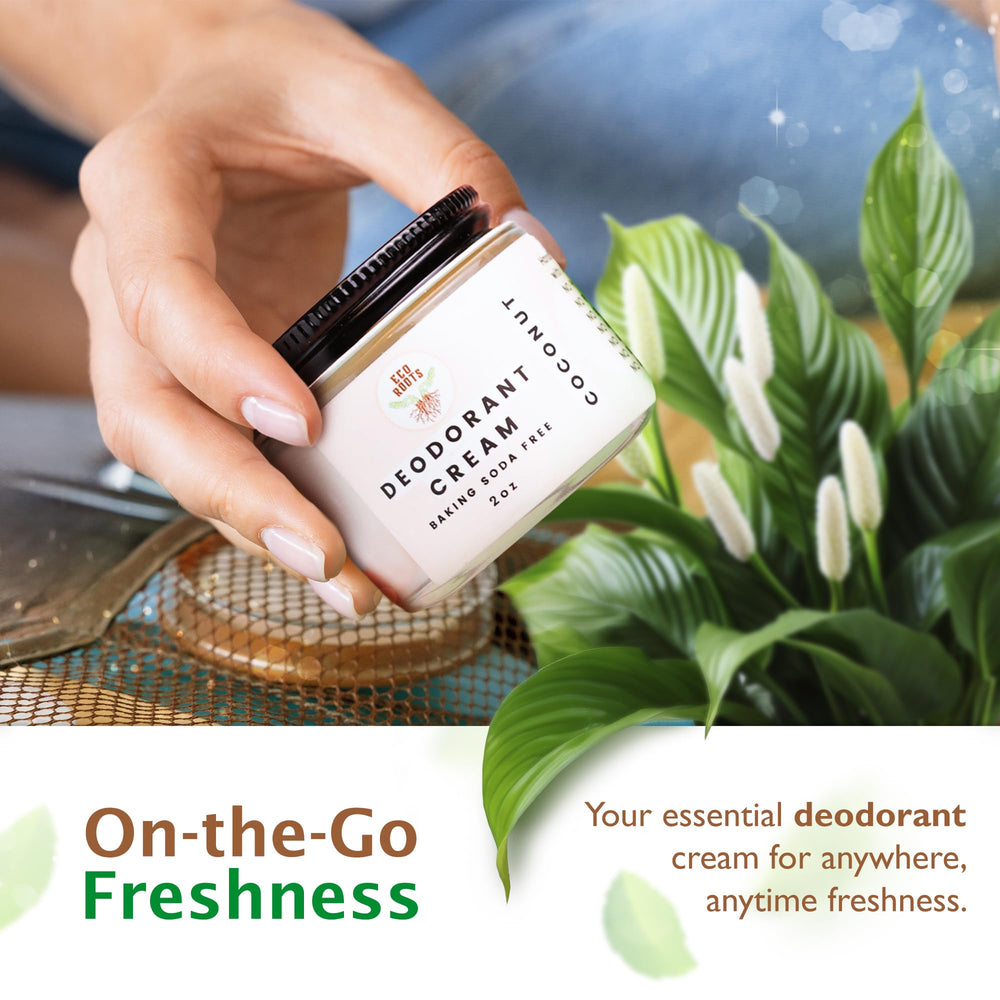 Baking soda free ECO ROOTS deodorant cream emphasizes irritation reduction