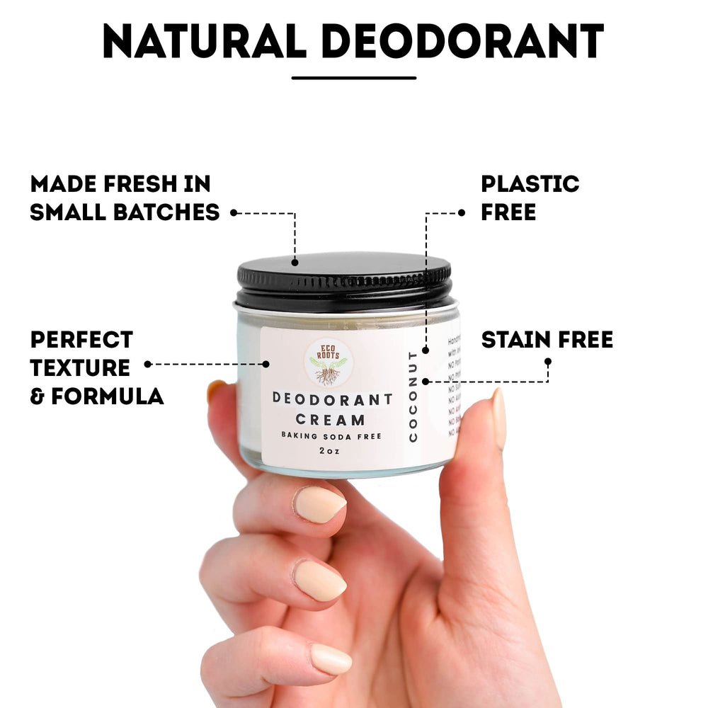 Easy underarm application of ECO ROOTS deodorant cream on skin