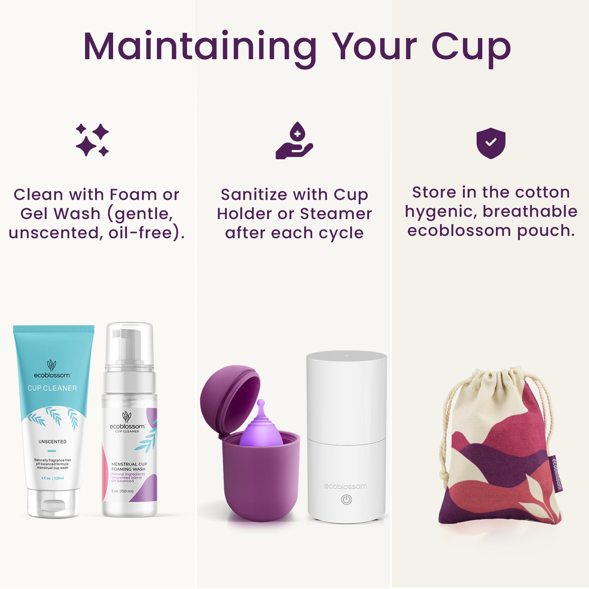 EcoBlossom medical-grade silicone close-up emphasizes safety.