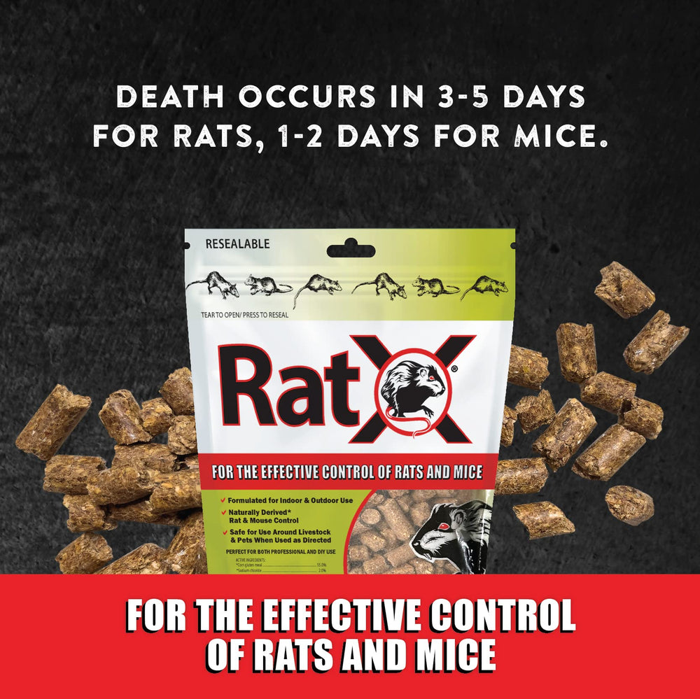 Barnyard setting with RatX pellets for outbuilding rodent management